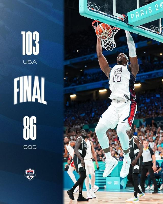 恩比德改当拉拉队！美国男篮替补发力击溃南苏丹